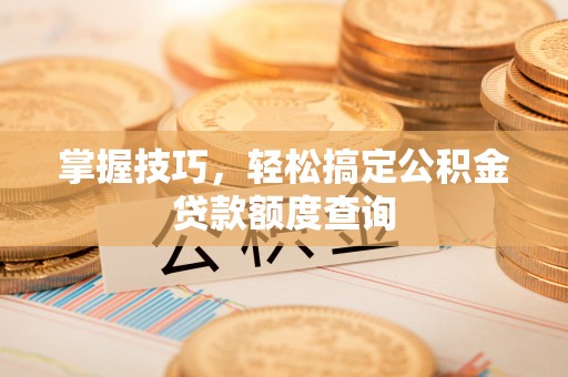 士林掌握技巧，轻松搞定公积金贷款额度查询